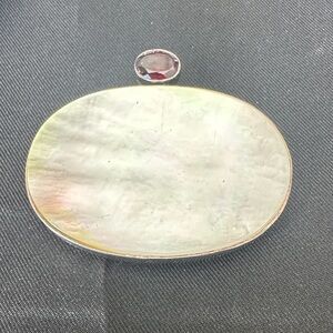 Large Vintage Mother of Pearl and Garnet Sterling Pendant Artisan Statement 18g